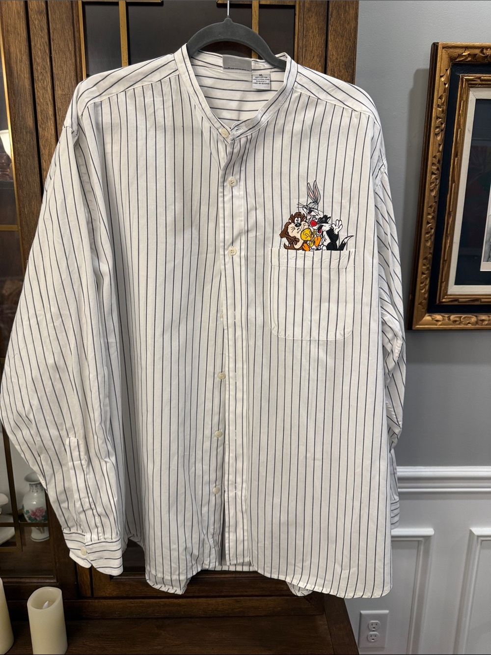 Vintage Warner Bros. Button-Down Shirt with Bugs Bunny and Friends Embroidery